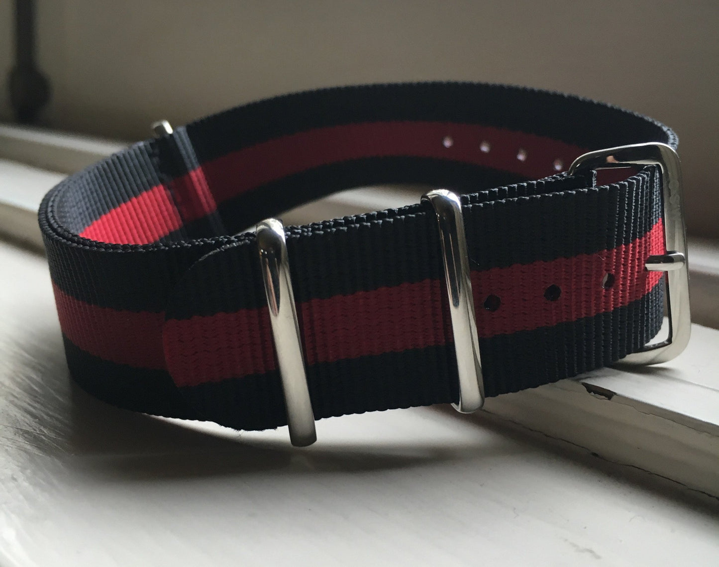 22mm Black/Red Premium Nylon Strap